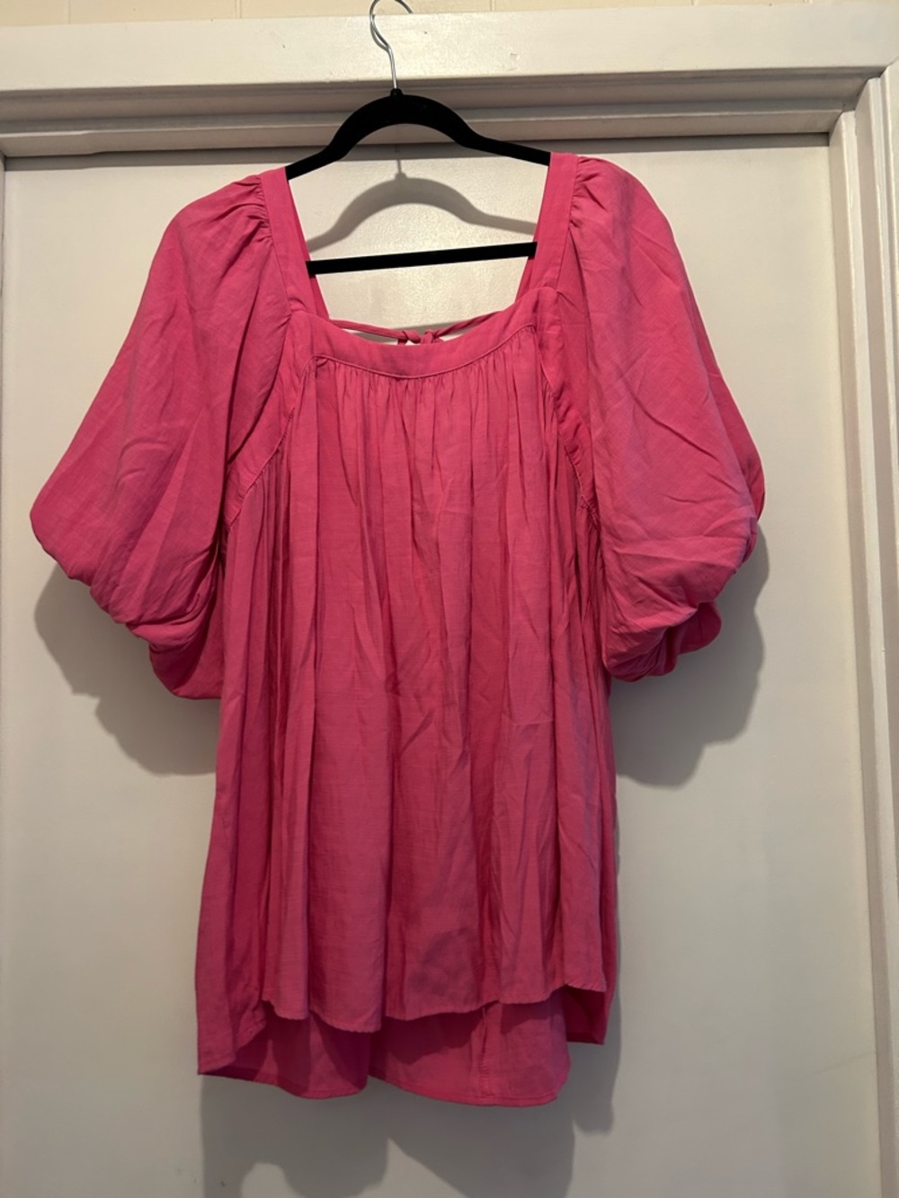 ODDY Hot Pink Puff Sleeve Peasant Blouse